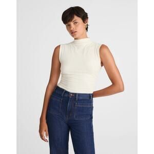 Madewell Women's Slim Fit Ruched Mockneck Tank Vintage Ivory Size XS NWT